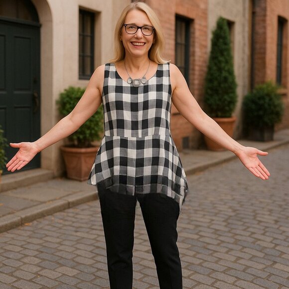 Saks Fifth Avenue Linen Lyocell Blend Belted Asymmetrical Hem Blouse Ladies XL - Picture 2 of 6